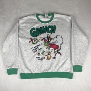 The Grinch Ugly Christmas Sweater Adult Large Gray Green Sweatshirt Pullover